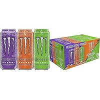 Monster Energy Ultra Variety Pack, Ultra Violet, Ultra Sunrise, Ultra Paradise, Sugar Free Energy Drink, 16 Ounce (Pack of 15)