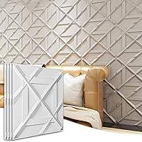 Art3d PVC 3D Wall Panel, Decorative Wall Tile in White 12-Pack 19.7