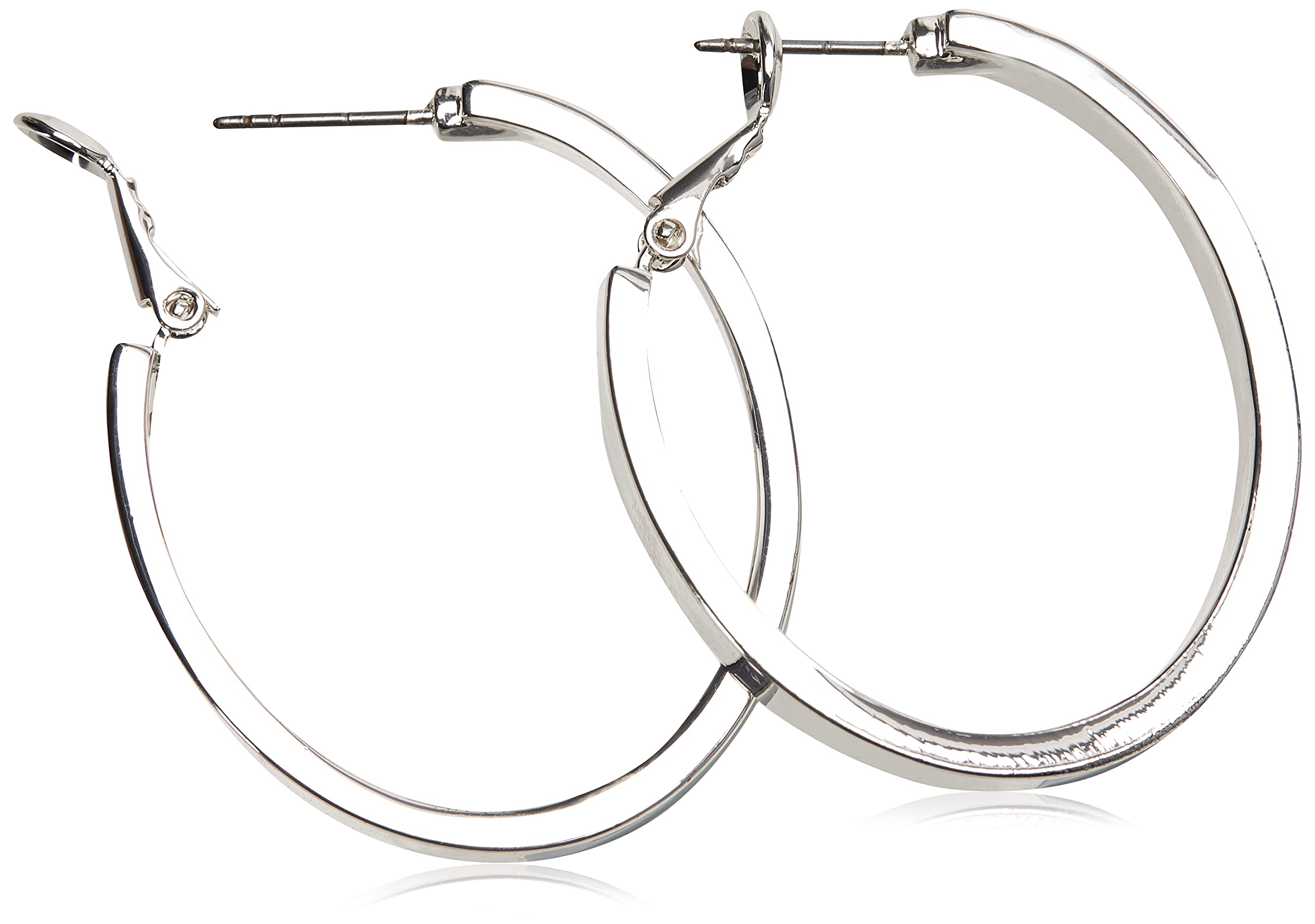 Guess Silvertone Pave Crystal Glass Stone and Light Blue Hoop Earrings