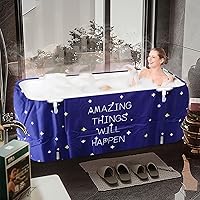 BESTHLS Portable Bathtub for Adult, Foldable Bathtub Portable Soaking Bath Tub,Eco-Friendly Bathing Tub for Shower Stall (Large Blue Sky)
