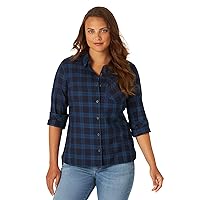 womens Heritage Long Sleeve Button Front Plaid Flannel Shirt