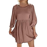 My Recent Orders Placed by Me,Zapatos De Invierno para Mujer Maxi Sweater Dress for Women Wedding Guest Fashion Women's 44989 Sleeve Dress Neck Pleated Loose Casual Dress Holiday(9-Brown,L)