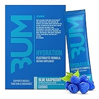 RAW Electrolytes Powder Hydration Drink Mix Packets, BUM Hydrate (Blue Raspberry, 20 Servings), Electrolyte Hydration Packets Support Muscle Function & Endurance, Keto Free Electrolytes Powder Packets