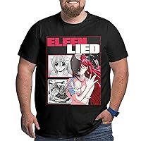 Anime Big Size Man's T Shirt Elfen Lied Lucy Crew Neck Short-Sleeve Tee Tops Custom Tees Shirts
