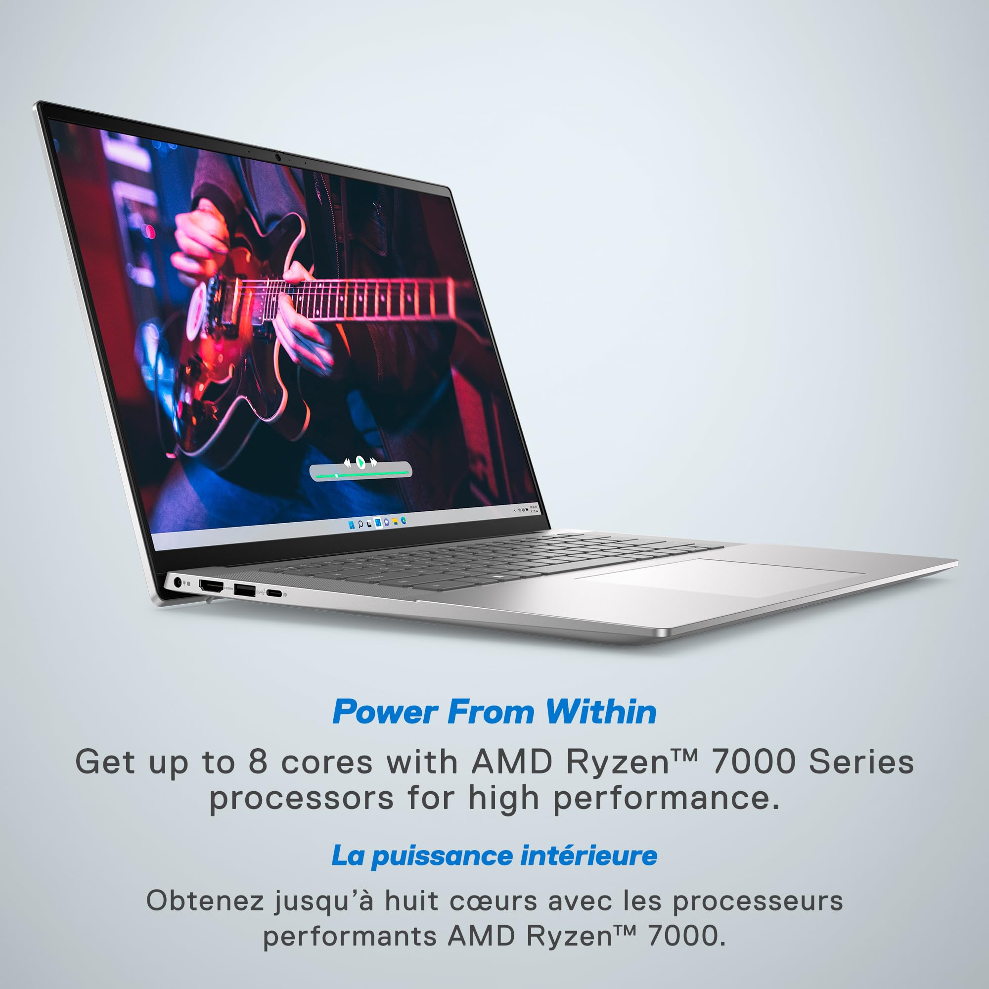 Dell Inspiron 16 5635 Laptop - AMD Ryzen 7-7730U, QHD 16 inch, 16GB LPDDR4x RAM, 1TB SSD, AMD Radeon Graphics, Windows 11 Home, 1 Year Premium Support - Platinum Silver
