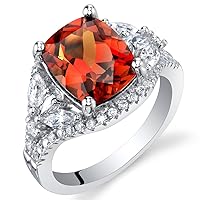 PEORA 925 Sterling Silver Legacy Ring for Women, Large Cushion Cut 10x8mm Various Gemstones, Sizes 5 to 9