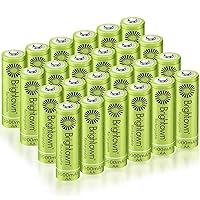 Brightown 24 Pack Rechargeable Battery AA, NiMH Pre Charged Double A Battery for Solar Lights and Household Devices, Recharge up to 1000 Cycles