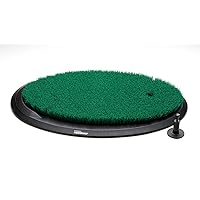 Fiberbuilt Flight Deck Golf Hitting Mat - Oval Shape Outdoor/ Indoor Real Grass-Like Performance Golf Mat with Durable Adjustable Height Tee, Black/Green, 21.25