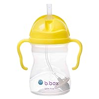 b.box Sippy Cup with Fliptop Straw, Drink from any Angle | Weighted Straw, Spill Proof, Leak Proof & Easy Grip | BPA Free, Dishwasher safe | For Babies 6m+ to Toddlers (Lemon, 8 oz)