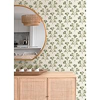 RoomMates RMK12641PL Cat Coquillette Gingko Peel and Stick Wallpaper, Almond/Fern