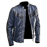 LP-FACON Mens Leather Jacket - Vintage Cafe Racer Motorcycle Biker Leather Outerwear Jacket Collection