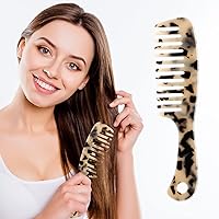 Large Wide Tooth Hair Comb, LADYAMZ [Tortoise Shell] Cellulose Acetate Round Tooth Comb for Straight/Curly Hair,Short/Long Hair Women Men or Kids, Easy Detangling Wet or Dry, Anti-static(2pcs)