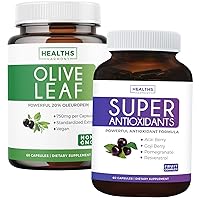 Bundle of Super Antioxidants & Olive Leaf Extract - Antioxidant Powerhouse Bundle - Super Antioxidant Supplement with Trans Resveratrol (60 Capsules) & Olive Leaf Extract with 20% Oleuropein