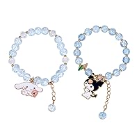Anime Cinnamoroll Crystal Beads Bracelet Kawaii Kuromi Pearl Bracelets Set Cute Cartoon Elastic Beaded Pearl Bracelets Anime Jewelry for Girls Women Bff Friendship Gift