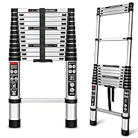 augtarlion Aluminum Telescoping Extension Ladder 12.5 FT, Folding Telescopic Ladder with Locking Mechanism, Multi-Purpose Collapsible Ladders for Home Or Outdoor, RV Ladder, Heavy Duty 330 lbs Load