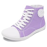 Womens High Top Wide Width Canvas Shoes Barefoot Fashion Sneakers Zero Drop Minimalist Shoes with Zipper for Casual Walking Travel