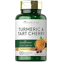 Carlyle Turmeric and Tart Cherry Capsules | 120 Count | with Bioperine | Vegetarian, Non-GMO, Gluten Free Supplement