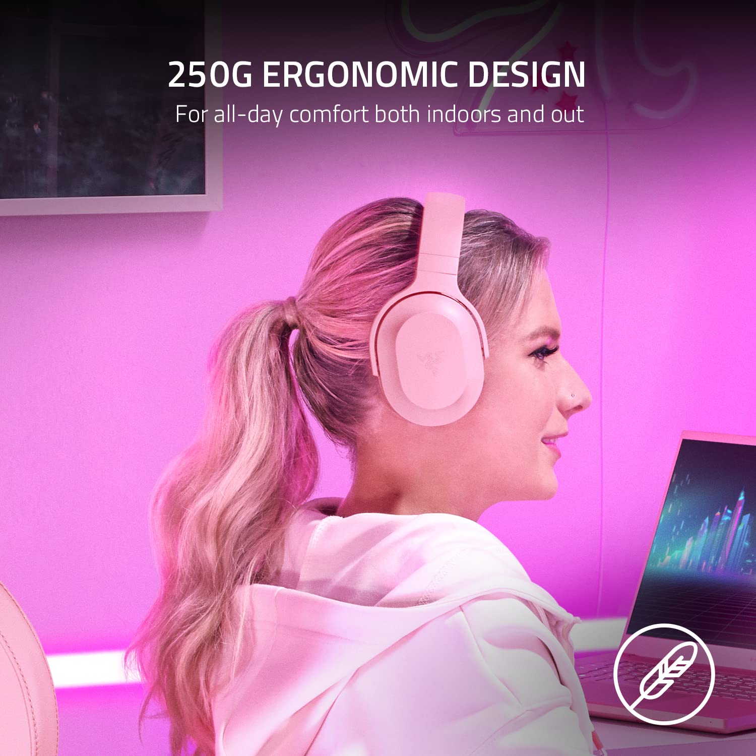 Razer Barracuda X Over Ear Wireless PC Gaming Headset, Quartz Pink & Razer V2 Chroma RGB Lighting, Quartz Pink
