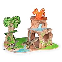 Papo - The Dinosaurs - The Land of Dinosaurs - 80110 - Wooden playset for Figurines - Collectible - for Children - Suitable for Boys and Girls - from 3 Years Old