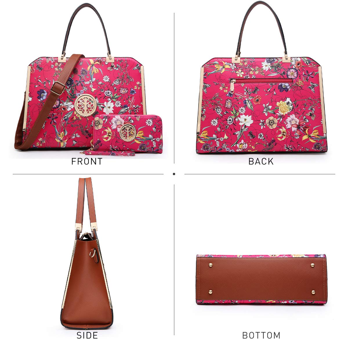 Dasein Women Purses and Handbags Top Handle Satchel Bags Large Shoulder Work Bag Tote with Wallet