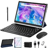 2024 Newest Tablet 10 Inch, Android 11 Tablet Newest Quad-core Processor, 2 in 1 Tablet with Keyboard, 64GB ROM + 4GB RAM Storage, 128GB Expandable, 5G WiFi, Bluetooth, GPS, 1280 * 800 HD Display