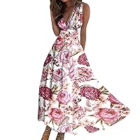 Dresses for Women 2024 Women's Casual Boho Fashion Marble Print Long Dress Sleeveless Maxi Bodycon Dresses for Women