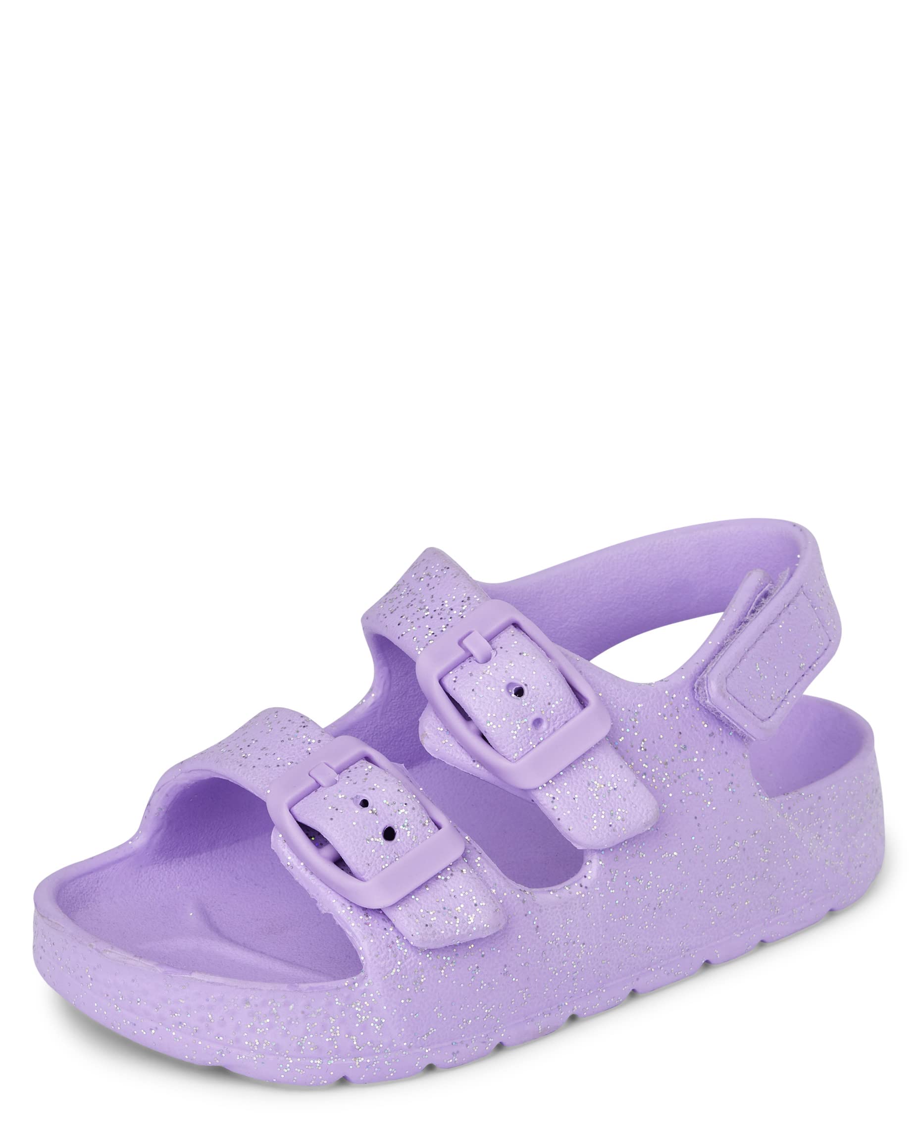 The Children's Place Toddler Girls Buckle Slides with Backstrap Sandal, Purple, 6