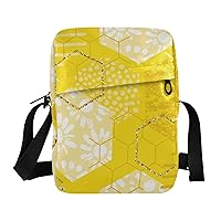 Geometric Honeycomb Messenger Bag for Women Men Crossbody Shoulder Bag Fanny Pack Crossbody Bags Shoulder Handbags with Adjustable Strap for Phone Passport