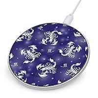 Magic Scorpions and Stars Portable Fast Charging Pad 10W Round Charger with USB Cable for Travel Work