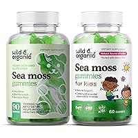 Wild & Organic Sea Moss Gummies Bundle - Superfood Wildcrafted Seamoss Gummy Vitamins for Kids & Adult - Thyroid Health, Digestive & Immune Support Supplements w/Raw Irish Moss Bladderwrack - 2 Pack
