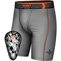 Exxact Sports Mens Compression Shorts with Soft Athletic Cup for Baseball Football Hockey, Mens Cup Underwear with Cup