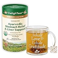 DelighTeas Organic Liver Detox Tea with Inspirational Tea Mug | Eco-Conscious Pyramid Tea Bags | Ayurvedic, USDA Organic, Vegan, Caffeine Free, Sugar Free