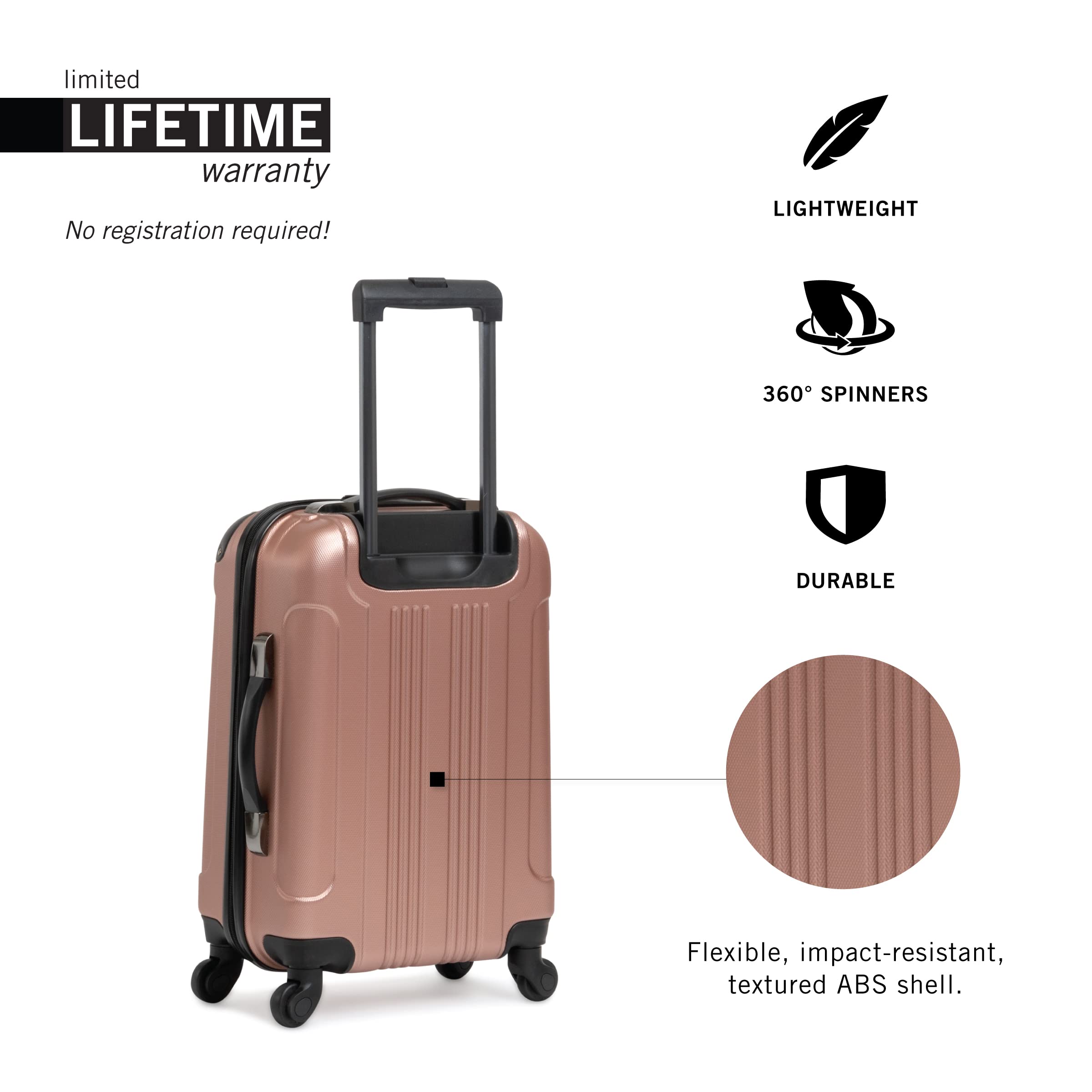 Kenneth Cole Reaction Out Of Bounds 28-Inch Check-Size Lightweight Durable Hardshell 4-Wheel Spinner Upright Luggage, Rose Gold