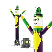 LookOurWay Air Dancers Inflatable Tube Man Set - 7ft Tall Wacky Waving Inflatable Dancing Tube Guy with Weather Resistant Blower- Mardi Gras Themed - Jester
