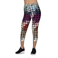 Houndstooth Party Capri Brushed FeatherSoft Printed Legging