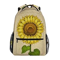 ALAZA Old Sunflower Vintage Flower Backpack Purse with Multiple Pockets Name Card Personalized Travel Laptop School Book Bag, Size S/16 inch