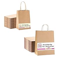 MESHA Brown Paper Bags with Handles, 100 Pcs Kraft Pape Gift Bags with Handles Bulk,5.25x3.75x8 Inches And 10x5x13 Inch Premium Brown Paper Gift Bags, Small Paper Shopping Bags