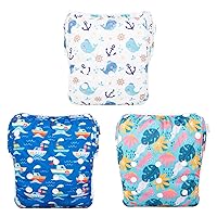 Babygoal Baby & Toddler Boys&Girls Swim Diapers, Reusable Adjustable Washable One Size Fits 6M-3T Gifts and Swimming Lessons 3 Pack 3ZSD26