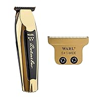 Wahl Professional 5 Star Gold Cordless Detailer Li Trimmer & Gold T-Wide Blade for The 5 Star Series Detailer Li Gold Trimmer Bundle