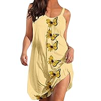 Beach Dresses for Women 2024 Vacation Long Floral Dress V Neck Button Down Dress Neck Cover Up Petite Tank Dress