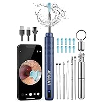 Ear Wax Removal Tool Camera, Ear Cleaner with Camera, Ear Cleaning Kit 1296P HD Ear Scope, 6 LED Lights and 10 Ear Picks, Earwax Removal with Otoscope to Earify Earwax for iOS and Android, Blue