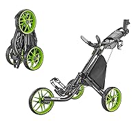 3 Wheel Golf Push Cart - Foldable Collapsible Lightweight Pushcart with Foot Brake - Easy to Open & Close