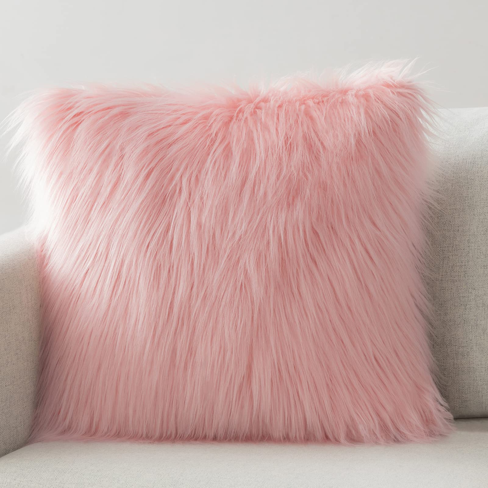 Mua Phantoscope Faux Fur Solid Decorative Pillow Cover Fluffy ...