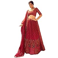 Indian Silk Diwali Festival Lehenga Stitched Zari Chanya Choli Dress 1603
