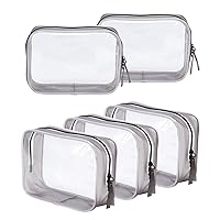 5 Packs Clear Toiletry Carry Pouch with Zipper Portable TSA Approved Plastic Waterproof Cosmetic Bag for Vacation Travel Bathroom and Organizing (5 Large)