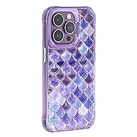 ZIFENGX- Case for iPhone 14 Pro/14 Pro Max, Colorful Magical Fashion Trendy Mermaid Scales Design Soft TPU Slim Thin Shockproof Drop Cover with Camera Lens Protectors (14 Pro,Purple)