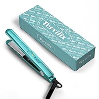 Terviiix Mini Hair Straightener, Ceramic Mini Flat Irons for Short Hair/Curls Bangs/Edges, Lightweight & Portable, 1/2 '' Small Straightening Irons, Worldwide Voltage for Travel, Storage Pouch, Blue