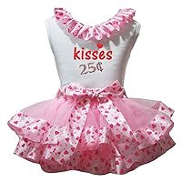 Petitebella Kisses 25b Cents White Shirt Hearts Pink Petal Skirt Set Nb-8y