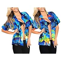 LA LEELA Women's Hawaiian Blouse Shirt Casual Short Sleeve Fashion XL Work from Home Clothes Women Blouse Pack of 2