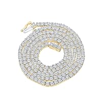 10kt Yellow Gold Mens Round Diamond Single Row Chain Necklace 1-1/4 Cttw